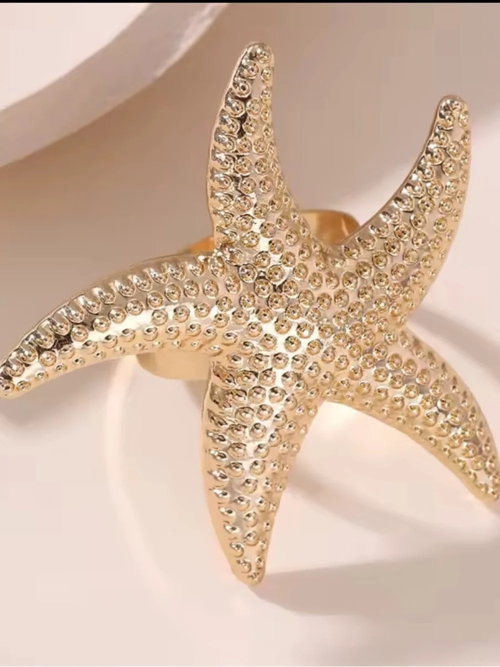 Gold Coastal Starfish Adjustable Ring